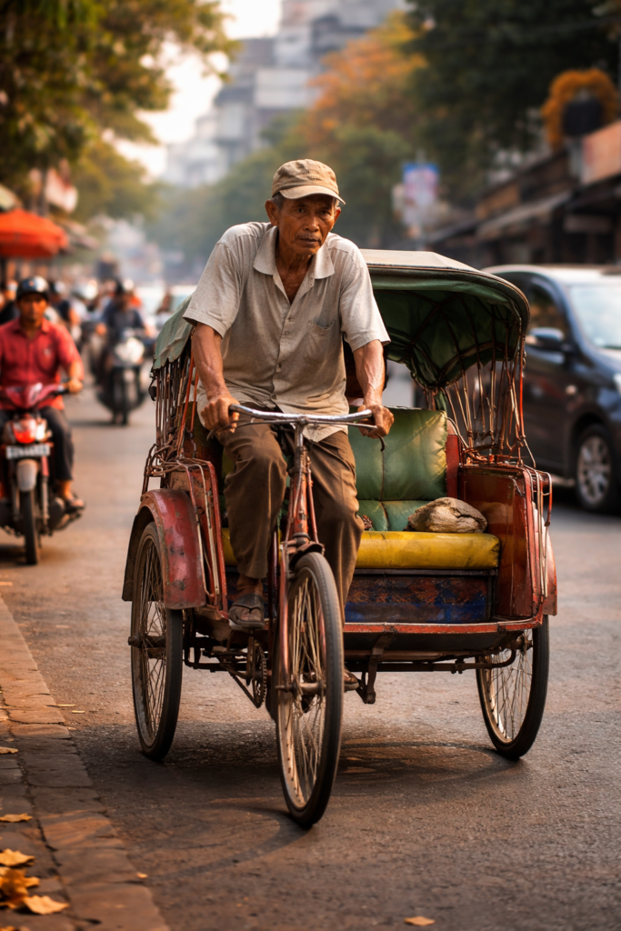 Pak Tua mengayuh becak 1